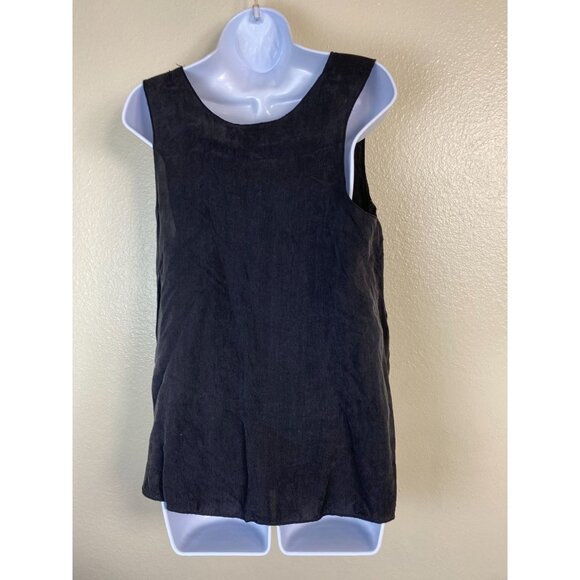 Otis & Maclain Black Silk Tank Top Size Small Lagenlook Lightweight Minimalist - Picture 2 of 16